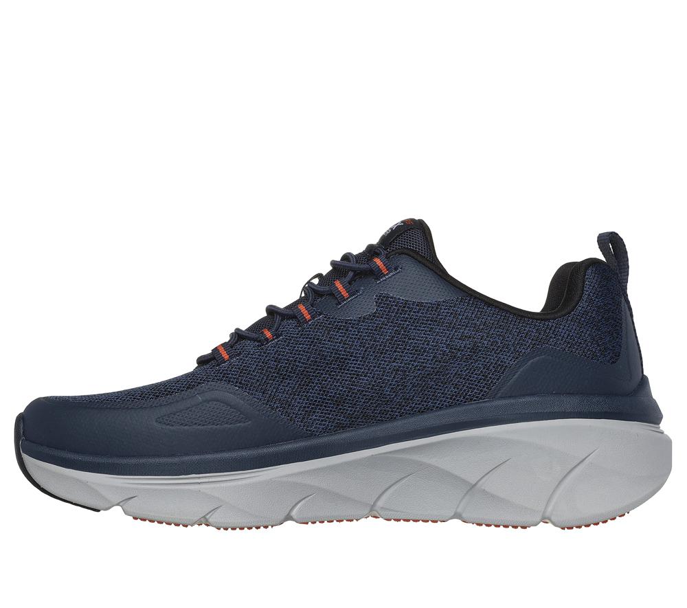 Men Skechers Relaxed Fit: D'Lux Walker 2.0 - Steadyway Slip On Shoes Navy / Orange  USA |  0619-OYGBC