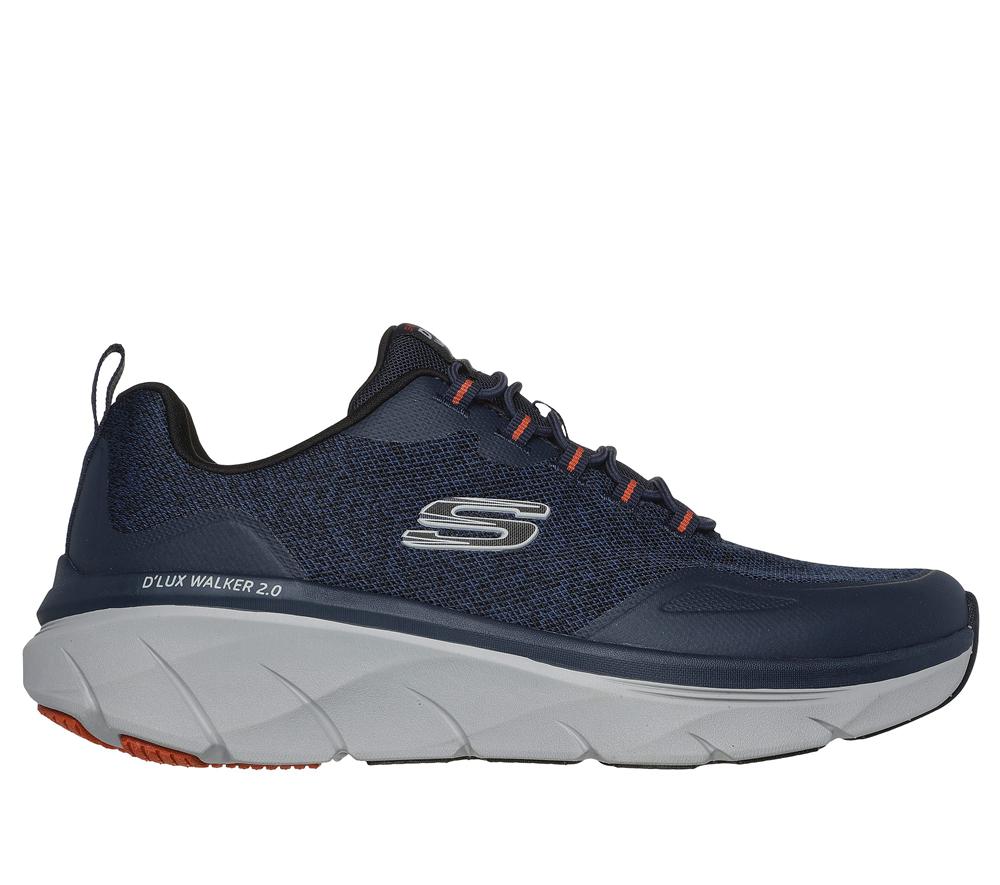 Men Skechers Relaxed Fit: D\'Lux Walker 2.0 - Steadyway Slip On Shoes Navy / Orange  USA |  0619-OYGBC