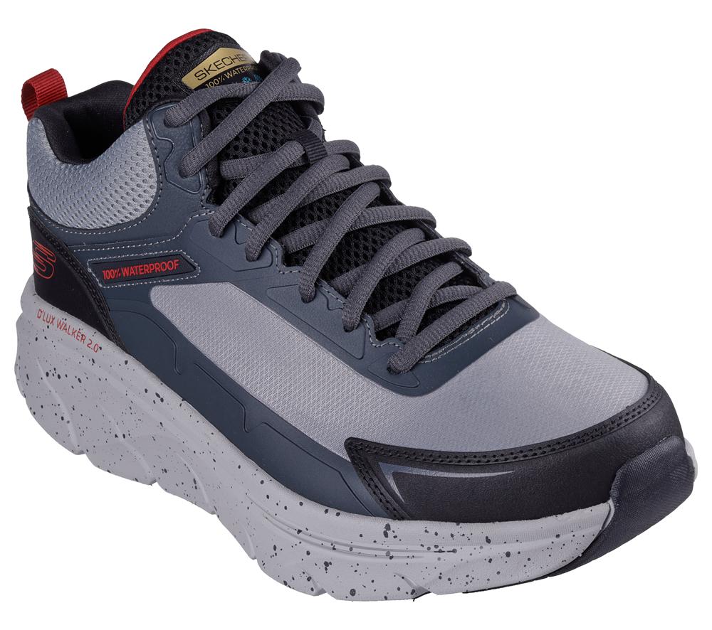 Men Skechers Relaxed Fit: D'Lux Walker 2.0 - Grailo Lace Up Grey / Red  USA |  2063-IBMCW