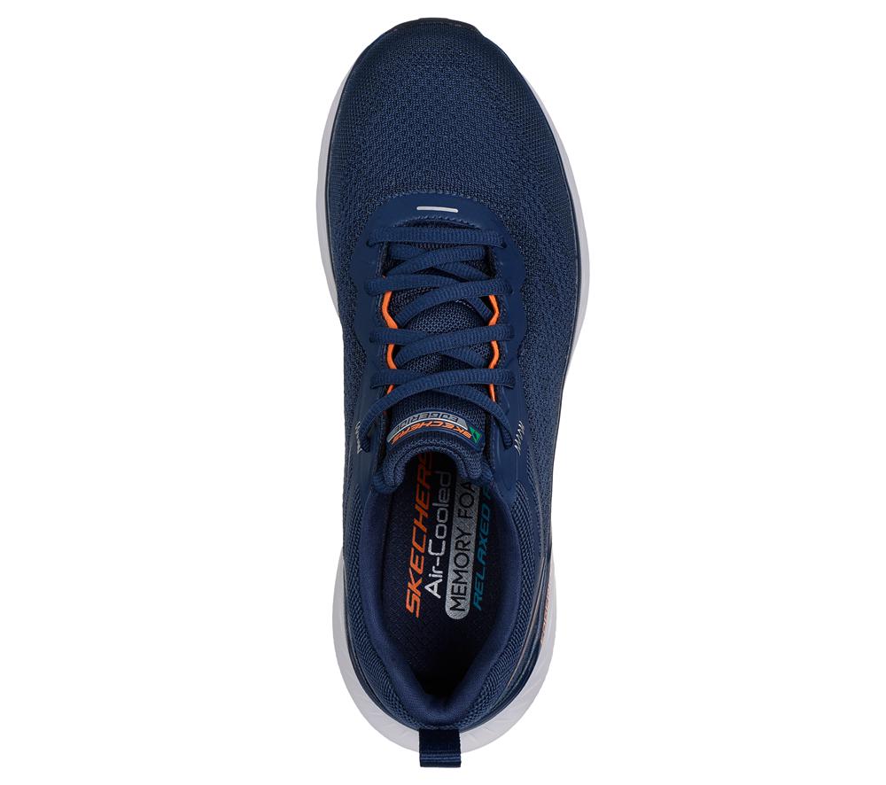 Men Skechers Relaxed Fit: Edgeride - Exxo Sneakers Navy / Orange  USA |  2564-BAWCT