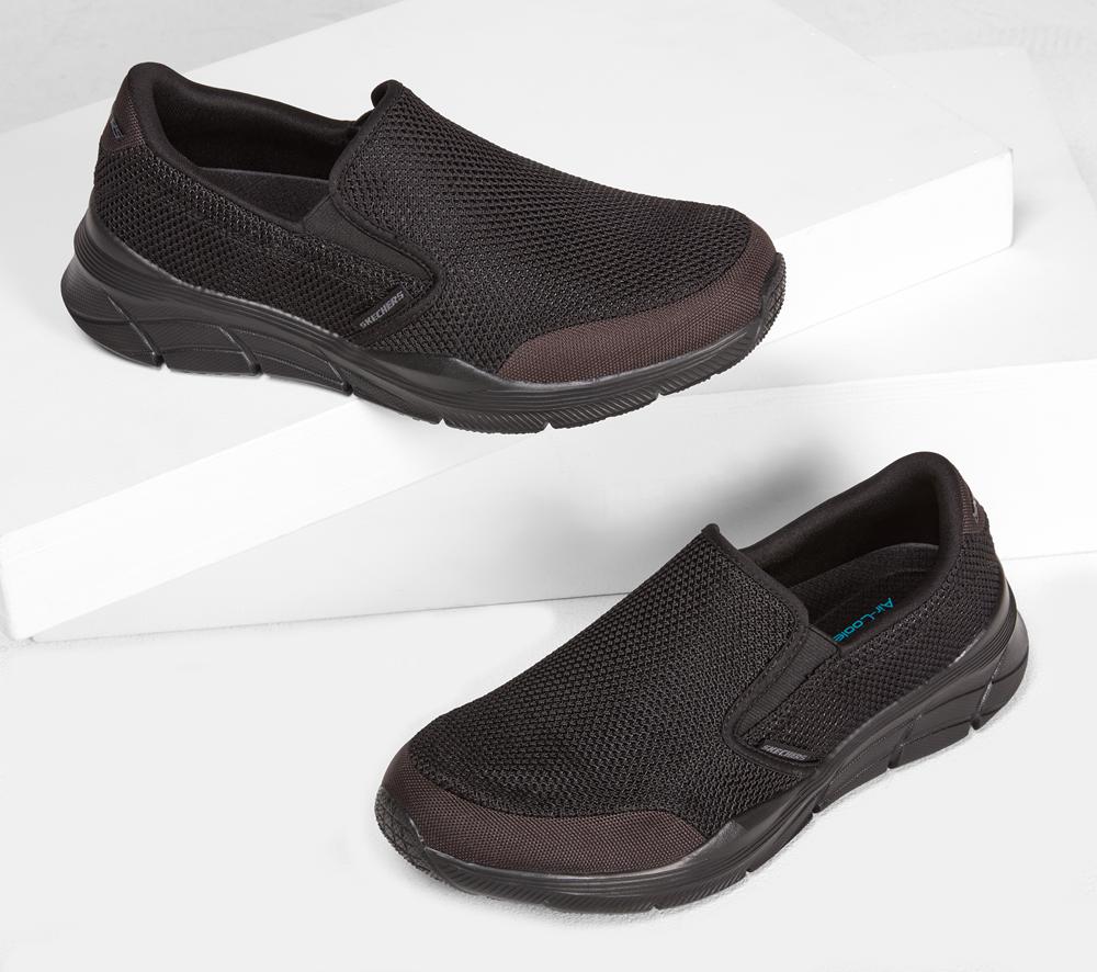 Men Skechers Relaxed Fit: Equalizer 4.0 - Krimlin Slip On Shoes Black  USA |  7328-LTOIM