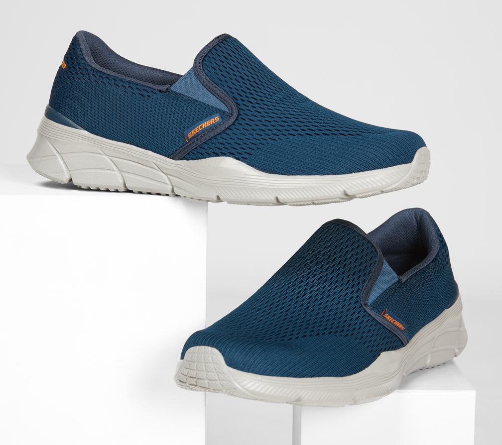 Men Skechers Relaxed Fit: Equalizer 4.0 - Triple-Play Sneakers Navy / Orange  USA |  3246-KCOMS