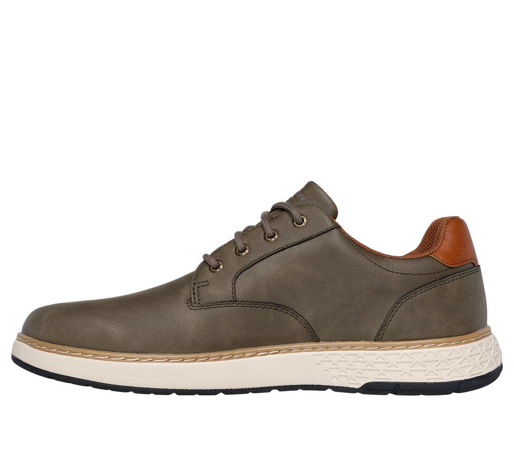 Men Skechers Relaxed Fit: Garlan - Pryor Lace Up Olive  USA |  6925-UBNOG