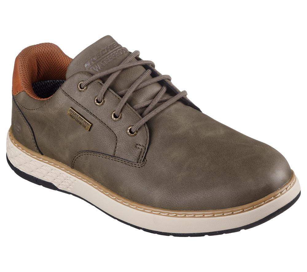 Men Skechers Relaxed Fit: Garlan - Pryor Lace Up Olive  USA |  6925-UBNOG