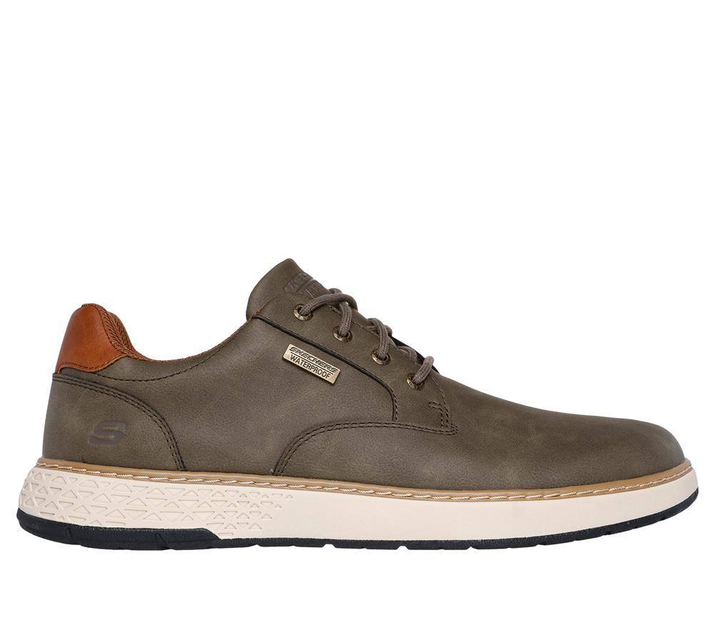 Men Skechers Relaxed Fit: Garlan - Pryor Lace Up Olive  USA |  6925-UBNOG