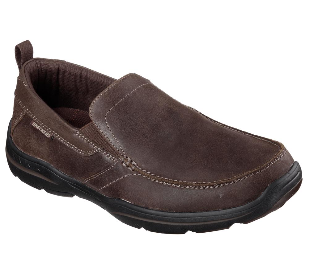Men Skechers Relaxed Fit: Harper - Forde Slip On Shoes Dark Brown  USA |  3654-GRLMV