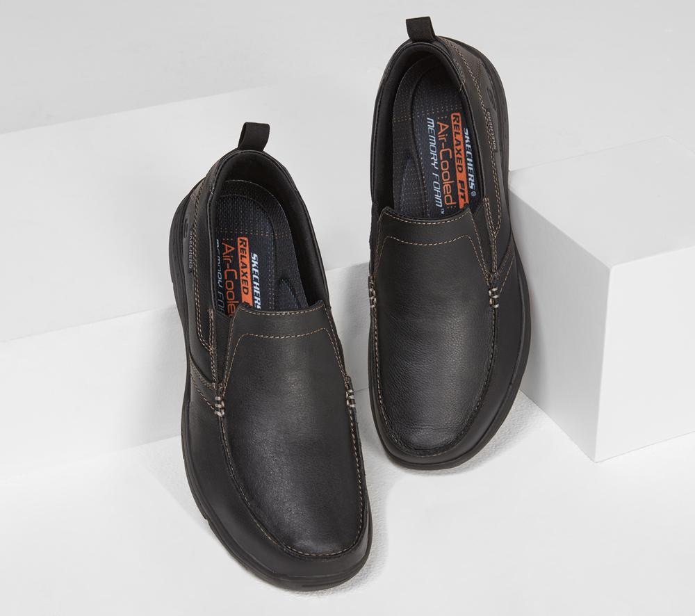 Men Skechers Relaxed Fit: Harper - Forde Slip On Shoes Black  USA |  4357-QVYRI