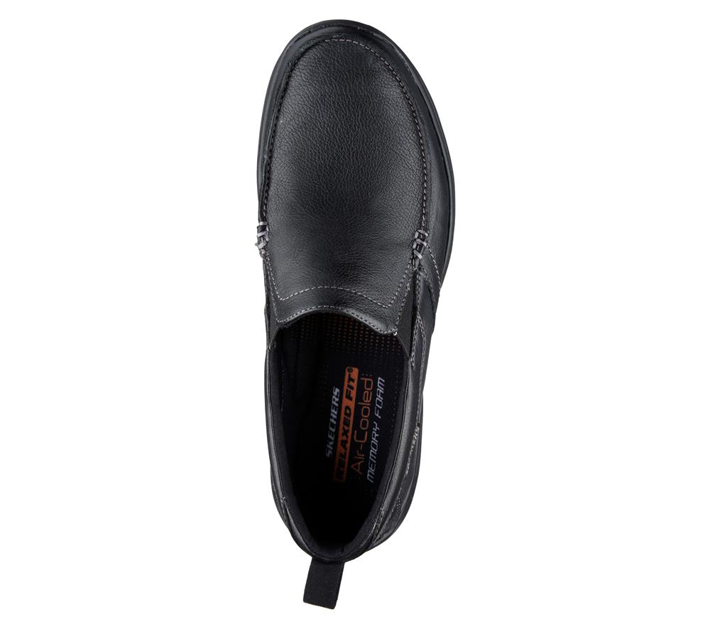 Men Skechers Relaxed Fit: Harper - Forde Slip On Shoes Black  USA |  4357-QVYRI