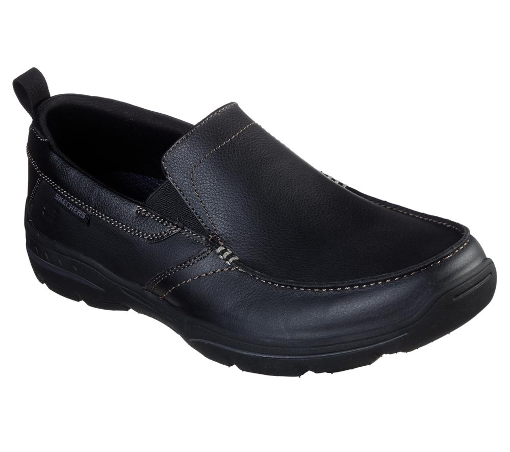 Men Skechers Relaxed Fit: Harper - Forde Slip On Shoes Black  USA |  4357-QVYRI