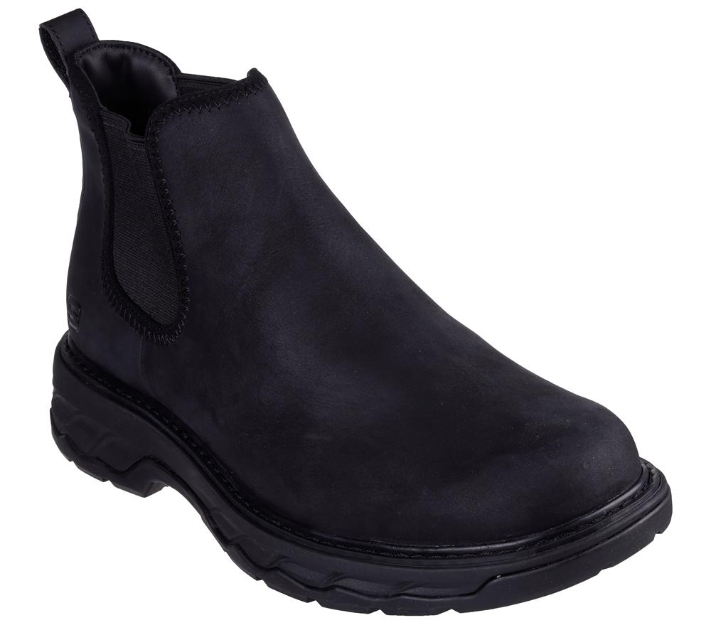 Men Skechers Relaxed Fit: Lockett - Heath Boots Black  USA |  1453-TMROE