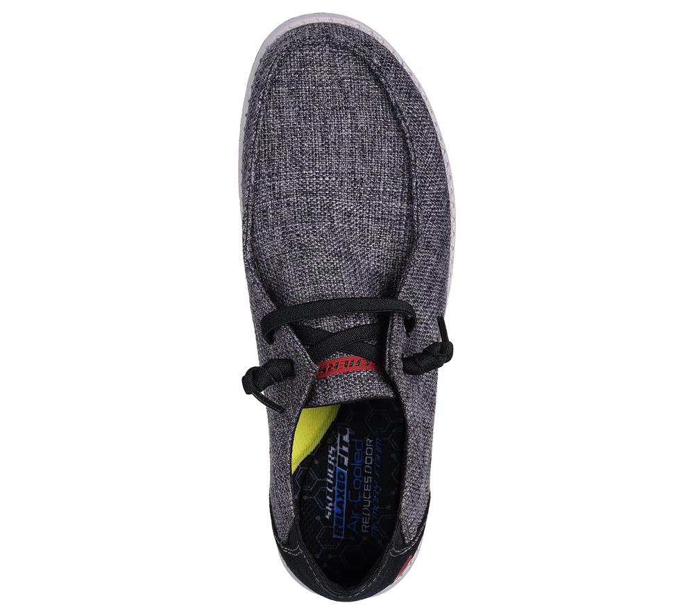 Men Skechers Relaxed Fit: Melson - Nela Boat Shoes Black  USA |  8940-KHRCT