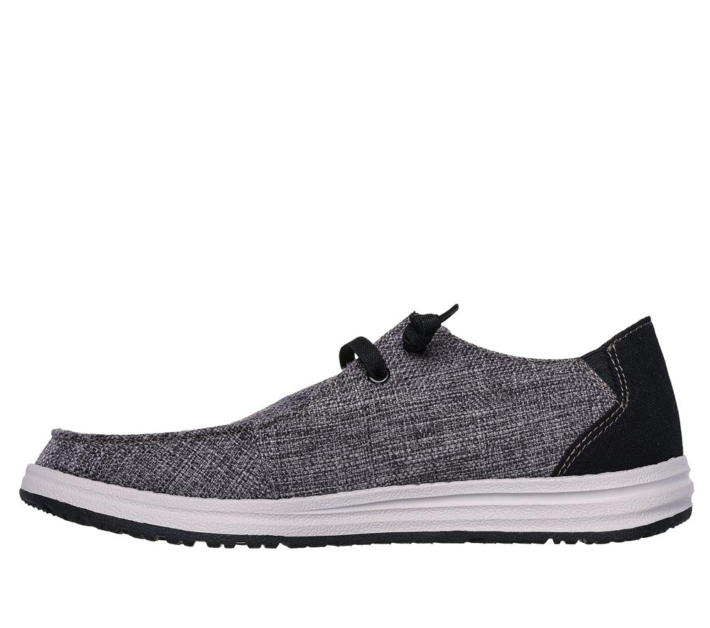 Men Skechers Relaxed Fit: Melson - Nela Boat Shoes Black  USA |  8940-KHRCT