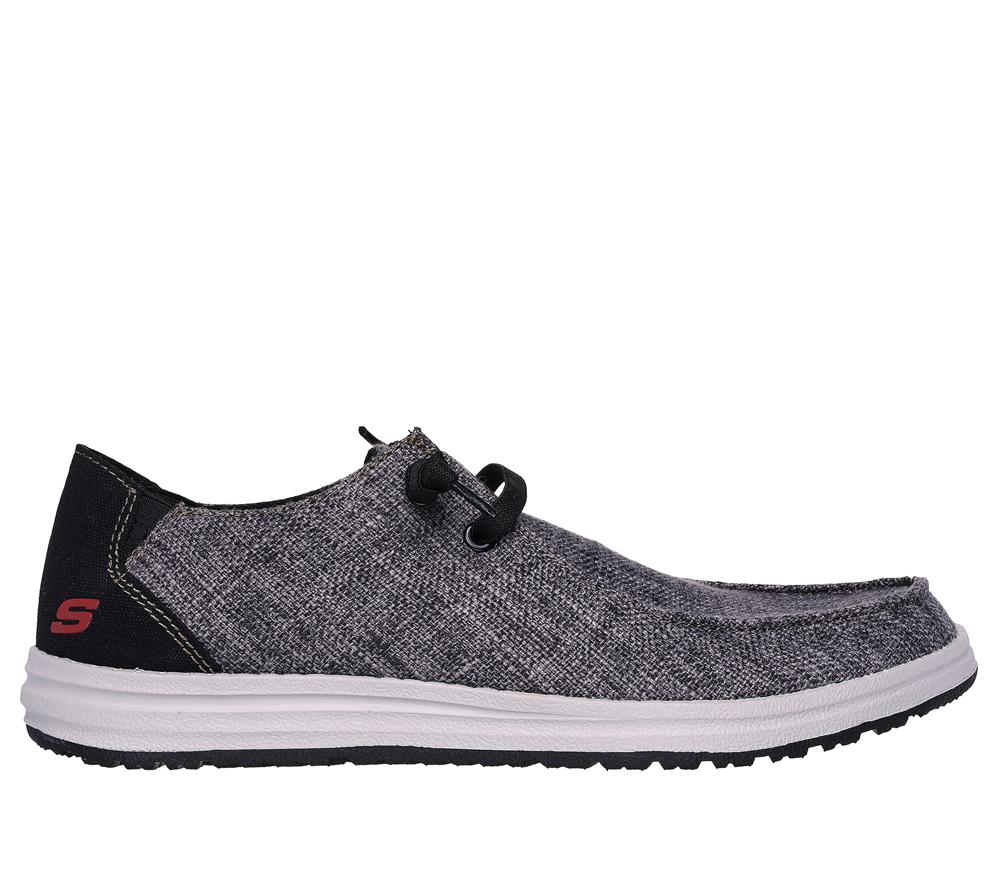 Men Skechers Relaxed Fit: Melson - Nela Boat Shoes Black  USA |  8940-KHRCT