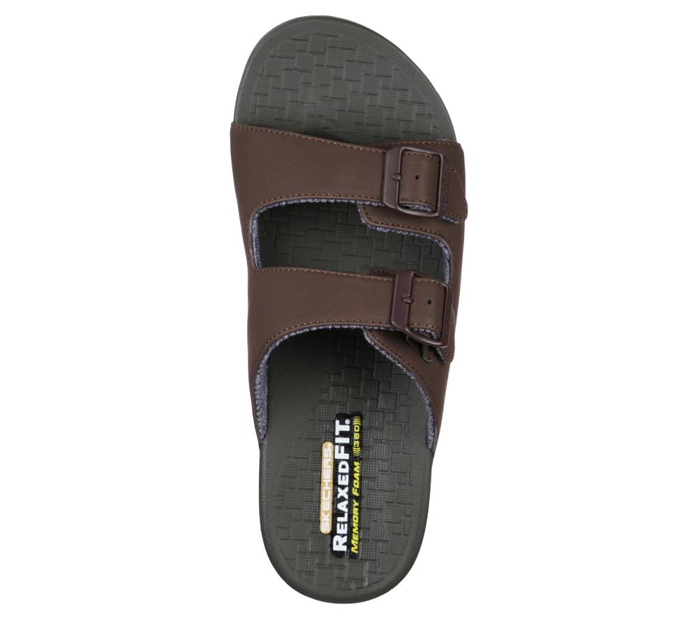 Men Skechers Relaxed Fit: Pelem - Rolento Sandals Chocolate Brown  USA |  9084-DNUTB