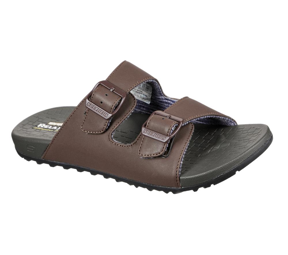 Men Skechers Relaxed Fit: Pelem - Rolento Sandals Chocolate Brown  USA |  9084-DNUTB