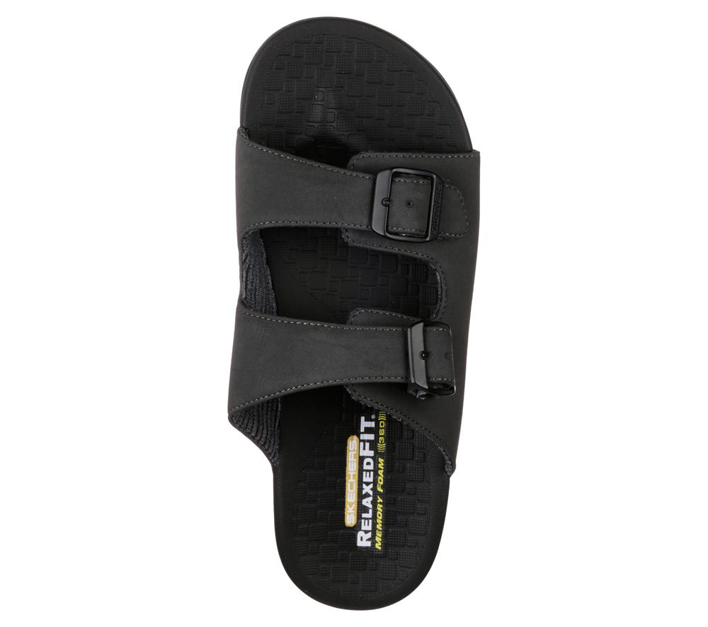 Men Skechers Relaxed Fit: Pelem - Rolento Sandals Black  USA |  9301-EKMSZ