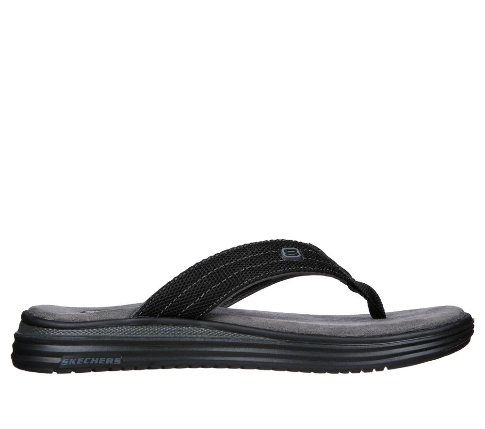 Men Skechers Relaxed Fit: Proven SD - Baylis Sandals Black  USA |  8692-RMJPU