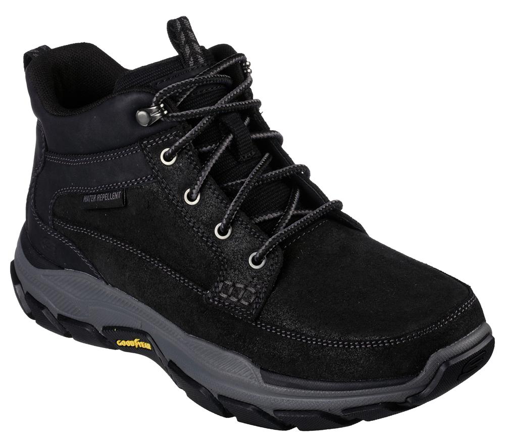 Men Skechers Relaxed Fit: Respected - Boswell Lace Up Black  USA |  6154-XJCNT