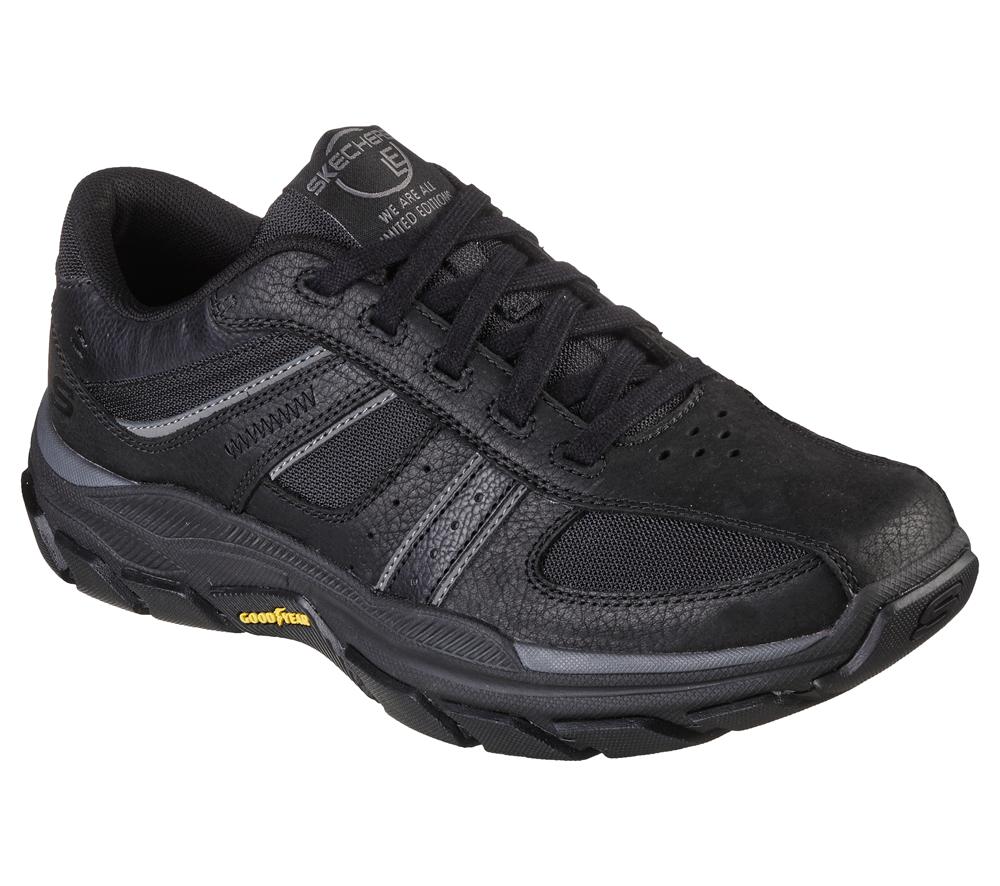 Men Skechers Relaxed Fit: Respected - Edgemere Lace Up Black  USA |  2895-DLBGU