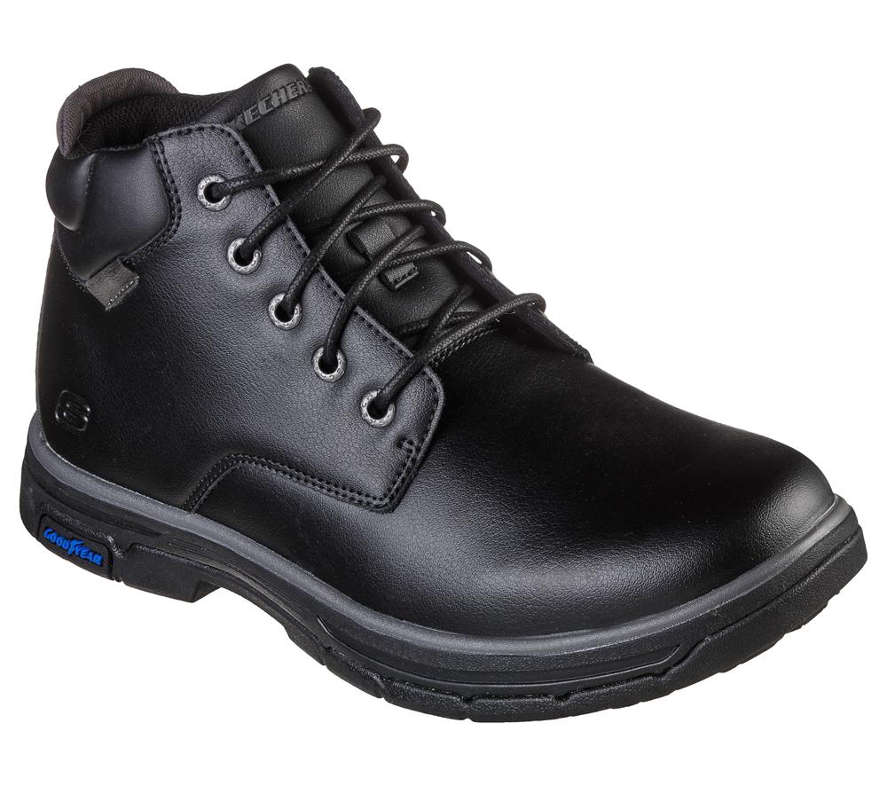Men Skechers Relaxed Fit: Segment 2.0 - Brogden Lace Up Black  USA |  9652-TAJZU