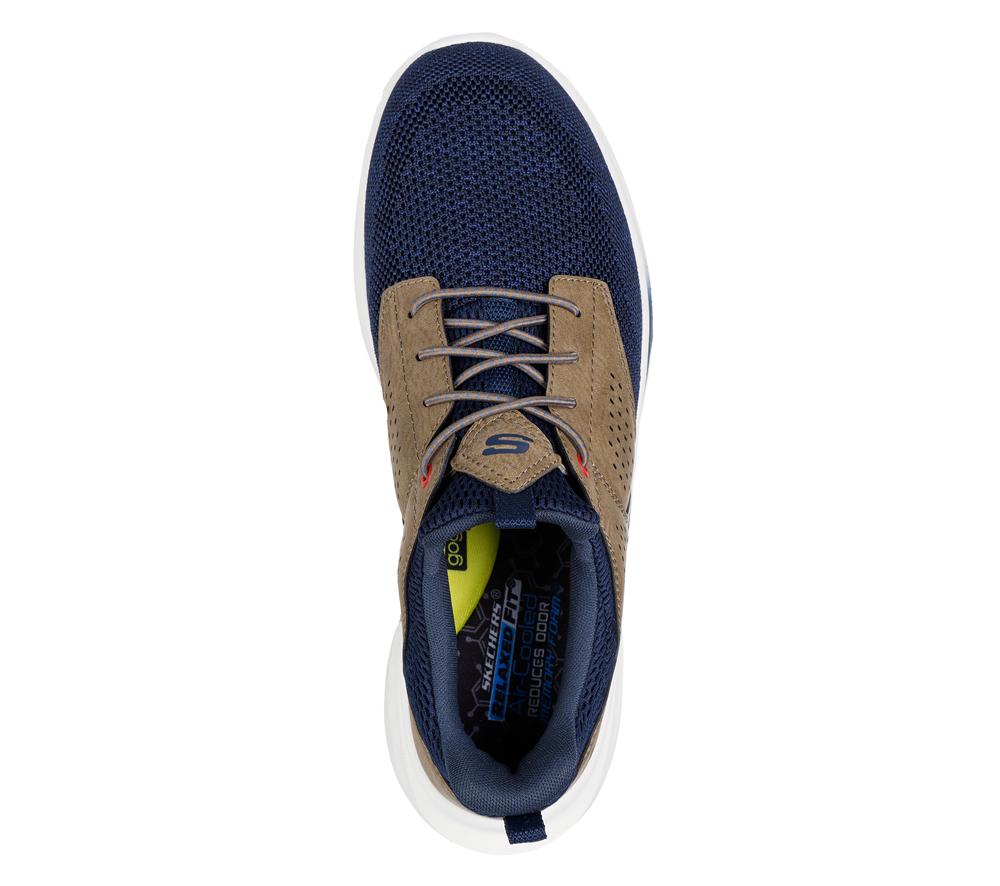 Men Skechers Relaxed Fit: Slade - Breyer Slip On Shoes Navy / Tan  USA |  7619-FBJDT