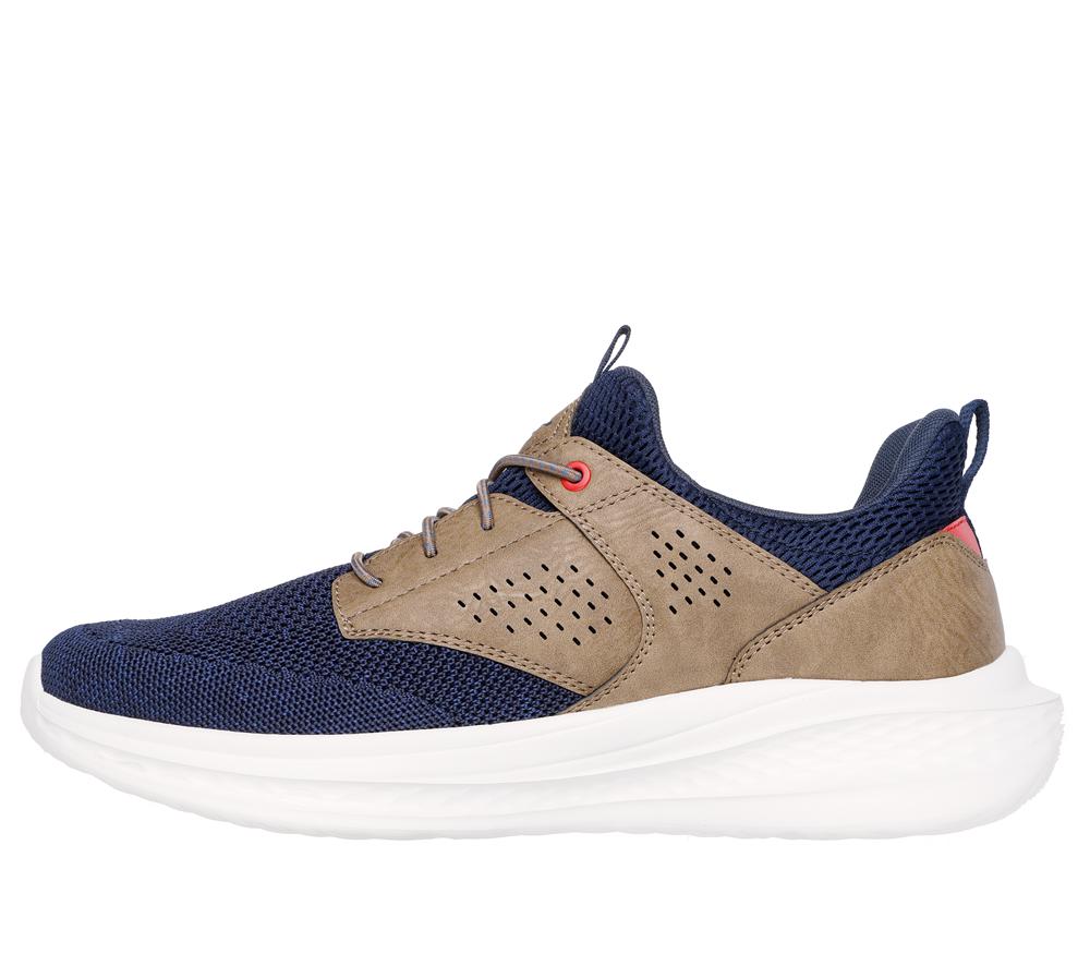 Men Skechers Relaxed Fit: Slade - Breyer Slip On Shoes Navy / Tan  USA |  7619-FBJDT