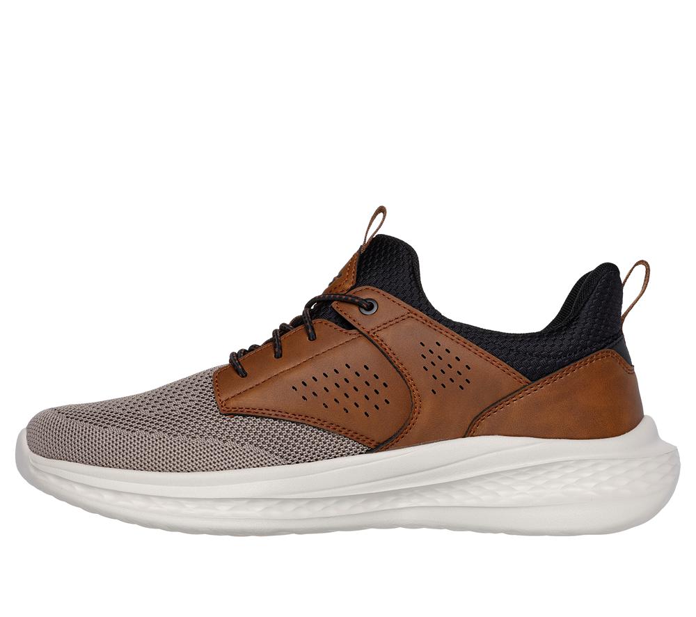 Men Skechers Relaxed Fit: Slade - Breyer Slip On Shoes Brown / Tan  USA |  4350-VXMRB
