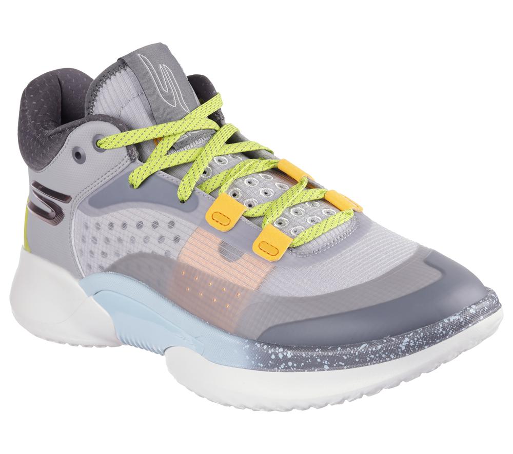 Men Skechers SKX RESAGRIP Lace Up Grey / Yellow  USA |  0724-RPCMW
