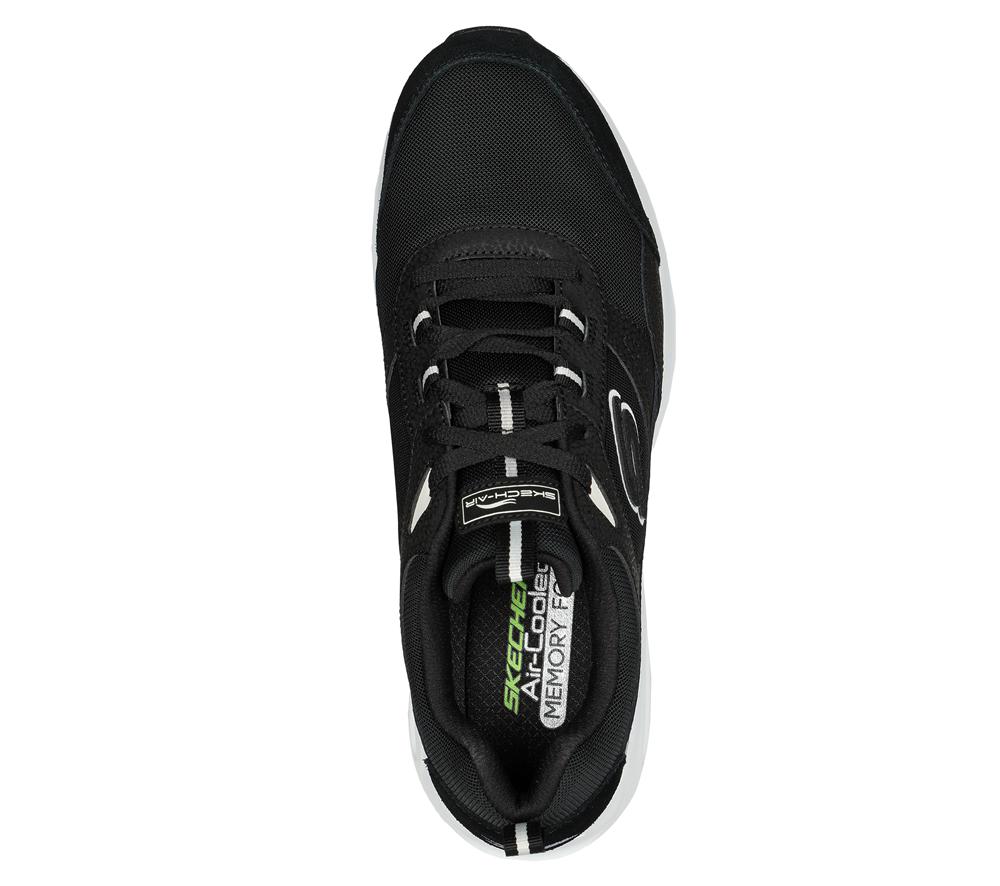 Men Skechers Skech-Air Court - Homegrown Lace Up Black / White  USA |  2741-BODQC
