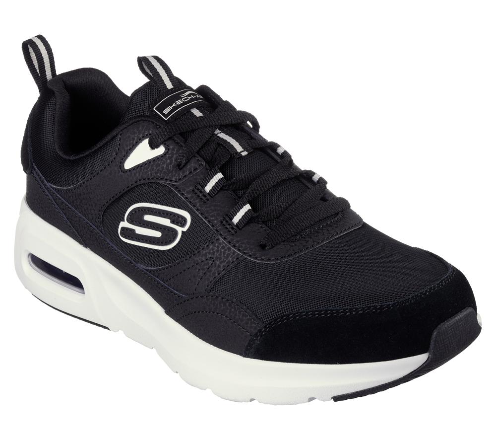 Men Skechers Skech-Air Court - Homegrown Lace Up Black / White  USA |  2741-BODQC