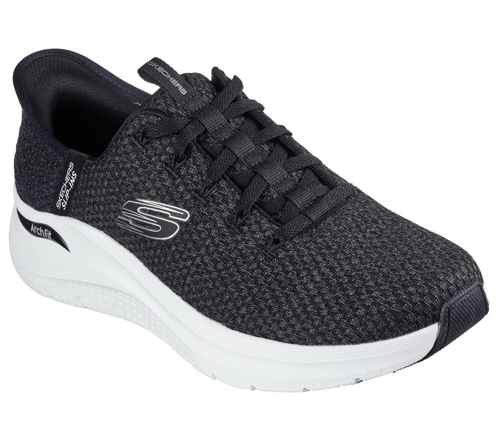 Men Skechers Slip-ins: Arch Fit 2.0 - Look Ahead Slip On Shoes Black / White  USA |  5729-ZGSOT