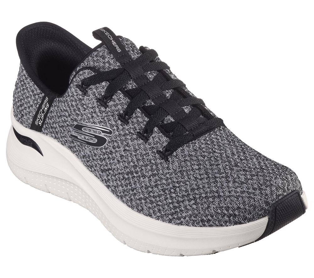 Men Skechers Slip-ins: Arch Fit 2.0 - Look Ahead Hands Free Slip Ins White / Black  USA |  6237-MVQKR