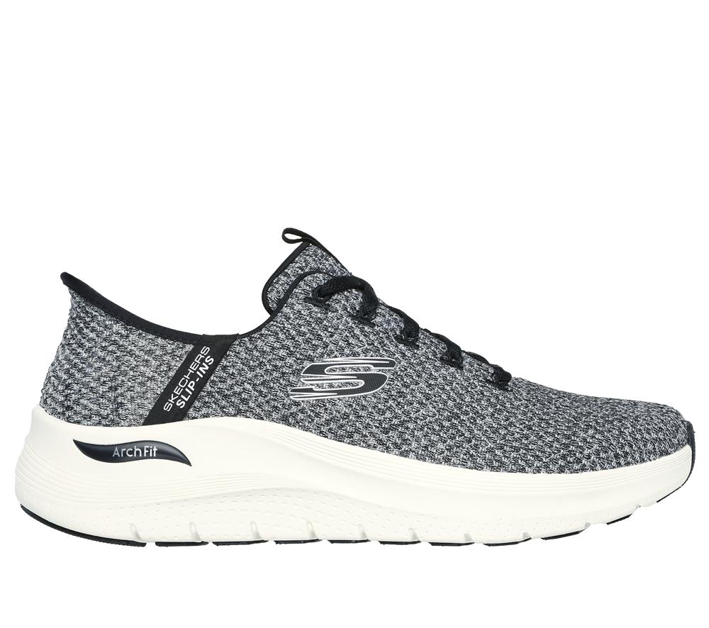 Men Skechers Slip-ins: Arch Fit 2.0 - Look Ahead Hands Free Slip Ins White / Black  USA |  6237-MVQKR