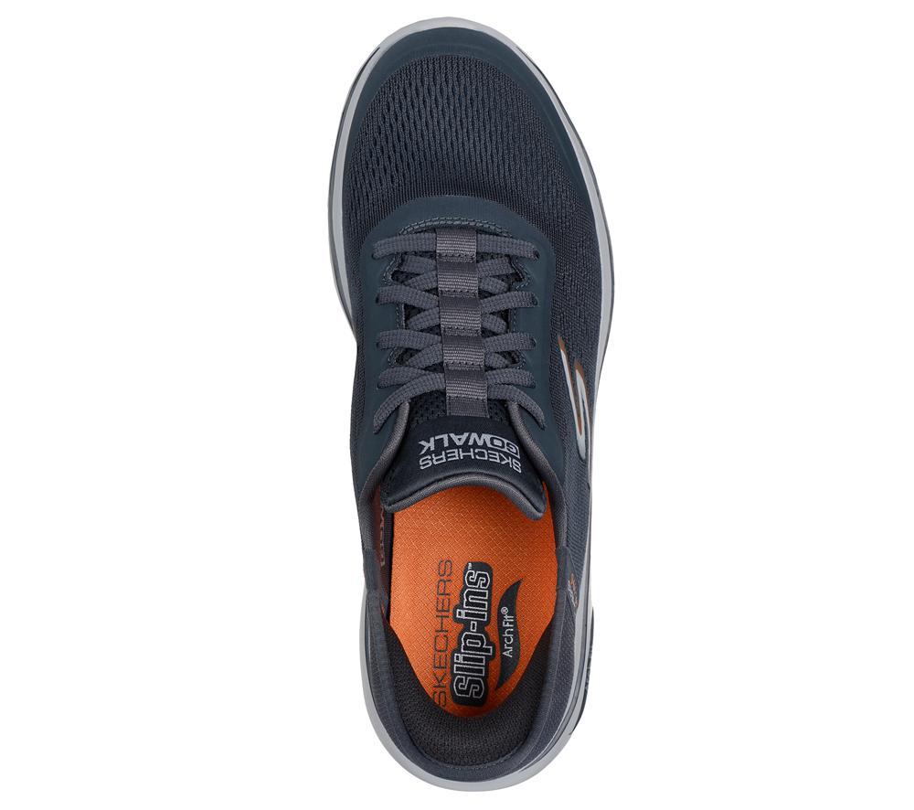Men Skechers Slip-ins: Arch Fit 2.0 - Simplicity 2 Hands Free Slip Ins Charcoal / Orange  USA |  2597-WNVLF