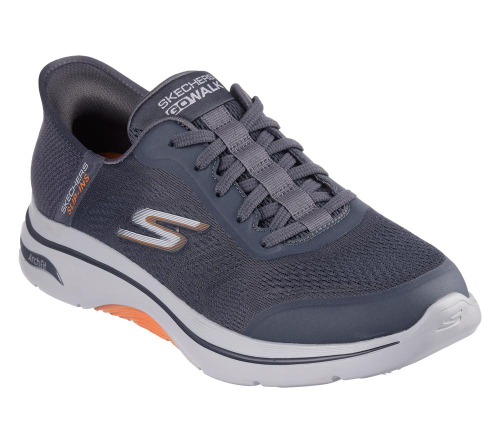 Men Skechers Slip-ins: Arch Fit 2.0 - Simplicity 2 Hands Free Slip Ins Charcoal / Orange  USA |  2597-WNVLF