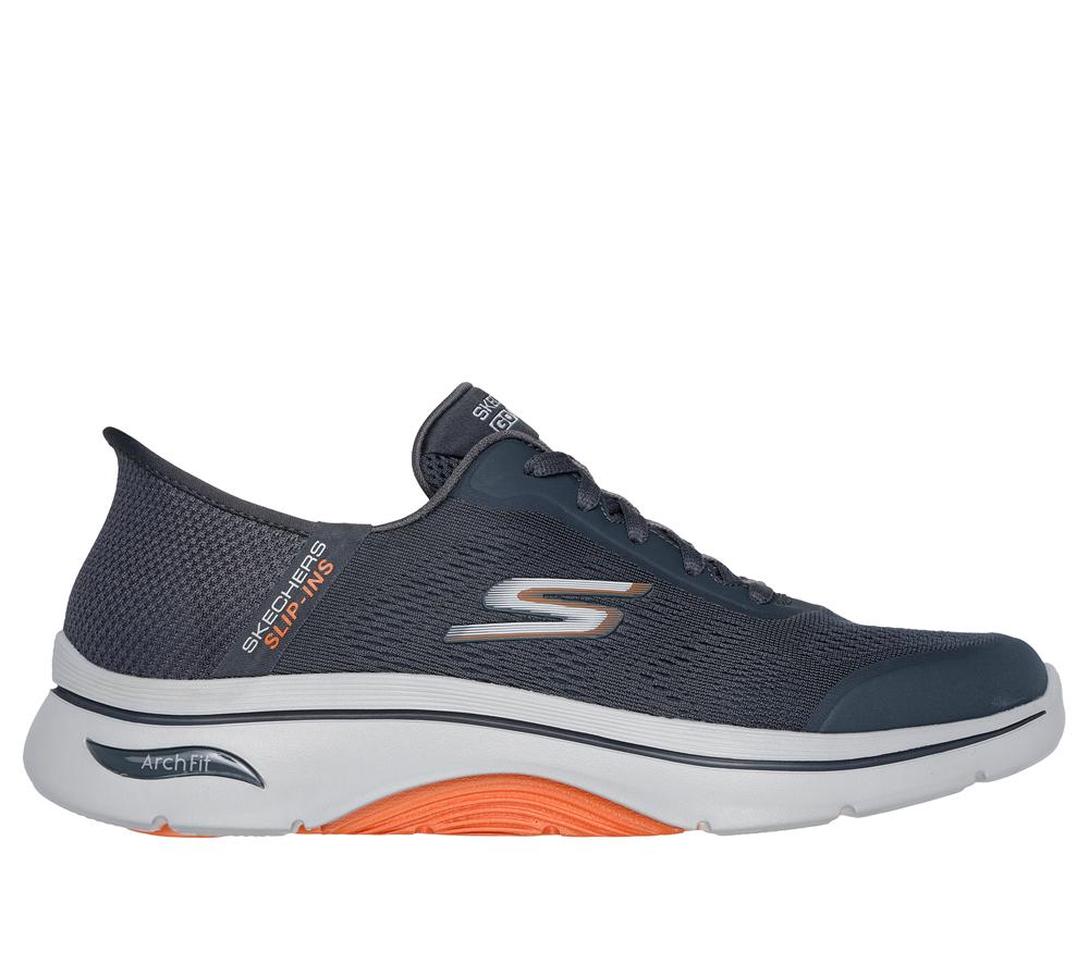 Men Skechers Slip-ins: Arch Fit 2.0 - Simplicity 2 Hands Free Slip Ins Charcoal / Orange  USA |  2597-WNVLF