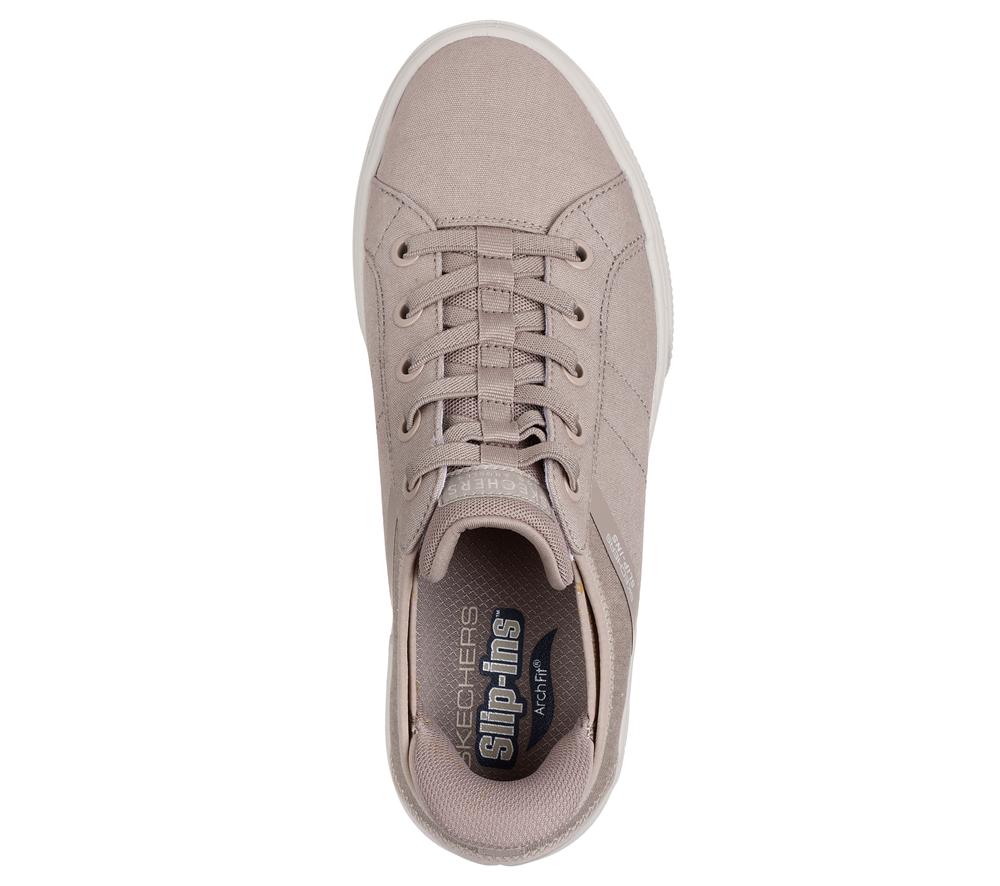 Men Skechers Slip-ins: Arch Fit Arcade - Good 2 See Ya Hands Free Slip Ins Natural White  USA |  1967-ITZHS