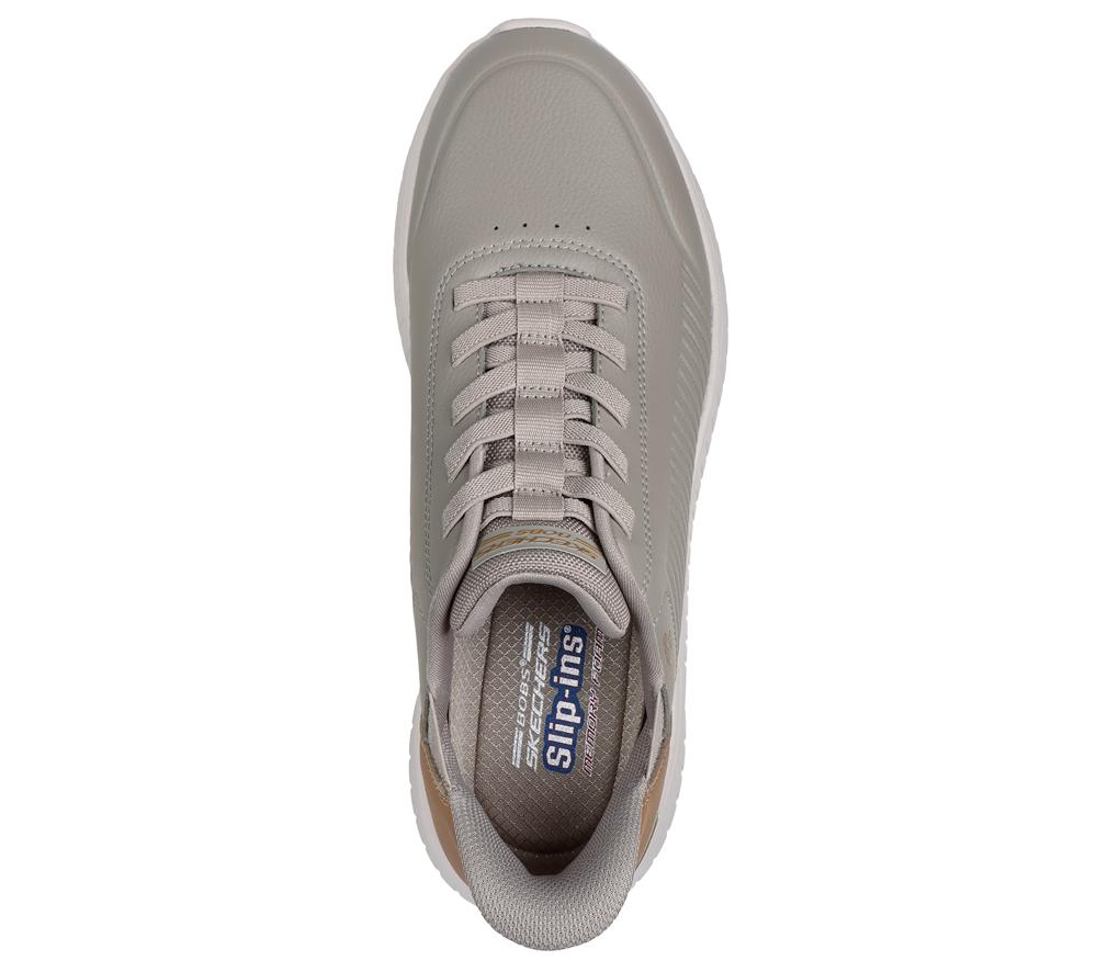 Men Skechers Slip-ins: BOBS Sport Squad Chaos Slip On Shoes Taupe Brown  USA |  3069-RSYQN