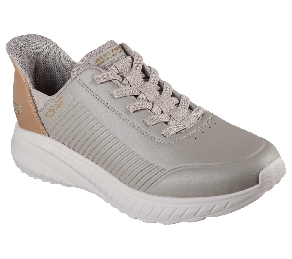 Men Skechers Slip-ins: BOBS Sport Squad Chaos Slip On Shoes Taupe Brown  USA |  3069-RSYQN