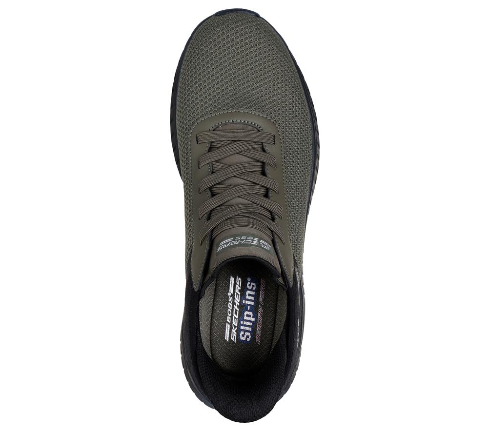 Men Skechers Slip-ins: BOBS Sport Squad Chaos Slip On Shoes Olive  USA |  4207-SNWHK