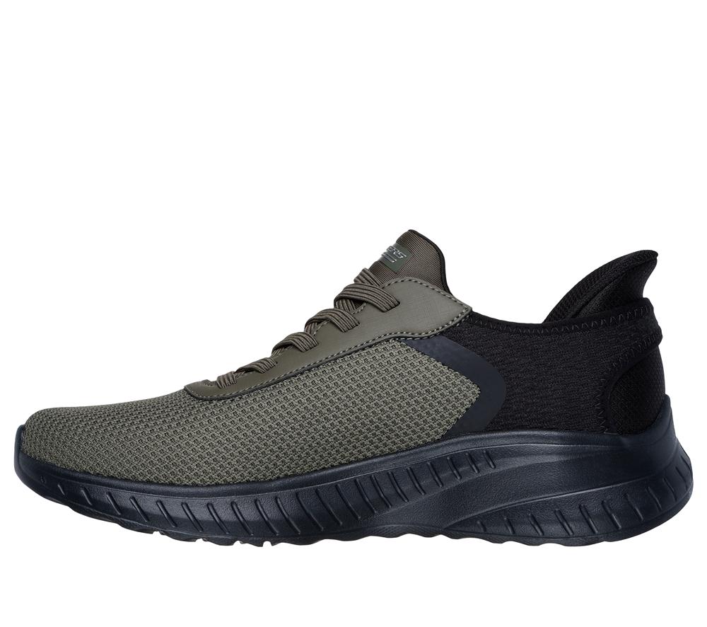 Men Skechers Slip-ins: BOBS Sport Squad Chaos Slip On Shoes Olive  USA |  4207-SNWHK