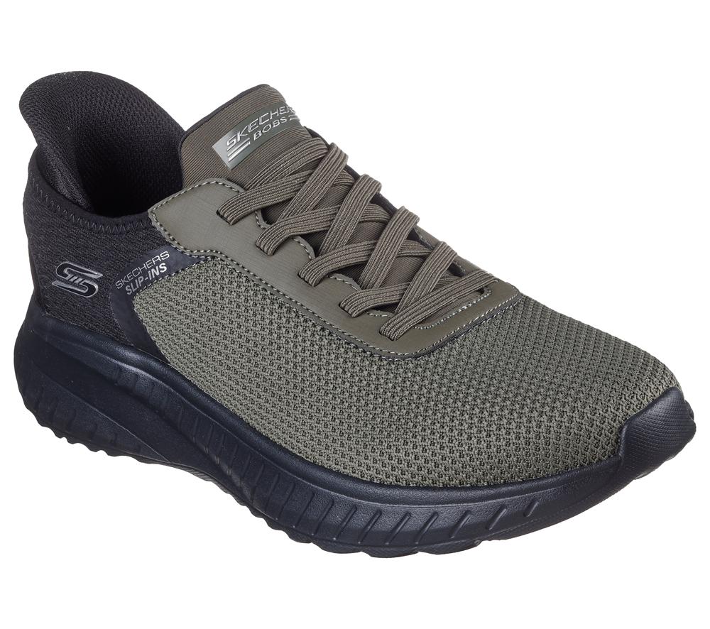 Men Skechers Slip-ins: BOBS Sport Squad Chaos Slip On Shoes Olive  USA |  4207-SNWHK