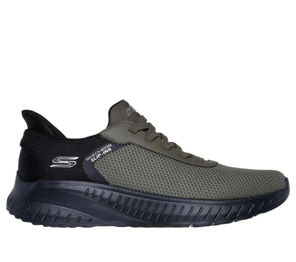 Men Skechers Slip-ins: BOBS Sport Squad Chaos Slip On Shoes Olive  USA |  4207-SNWHK