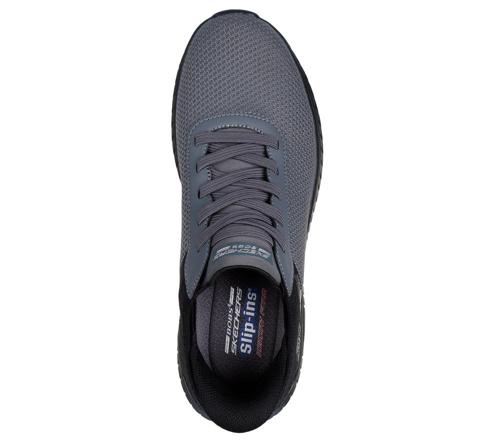 Men Skechers Slip-ins: BOBS Sport Squad Chaos Slip On Shoes Dark Grey  USA |  2340-BQIRZ
