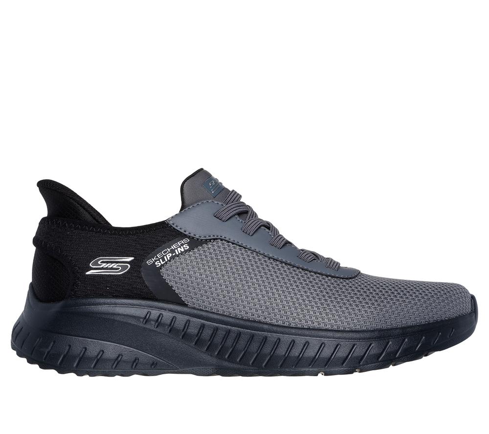 Men Skechers Slip-ins: BOBS Sport Squad Chaos Slip On Shoes Dark Grey  USA |  2340-BQIRZ