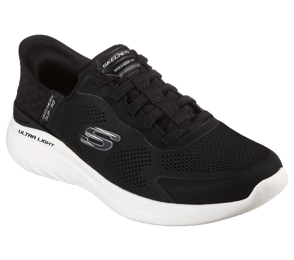 Men Skechers Slip-ins: Bounder 2.0 - Emerged Slip On Shoes Black / White  USA |  3956-IALTB