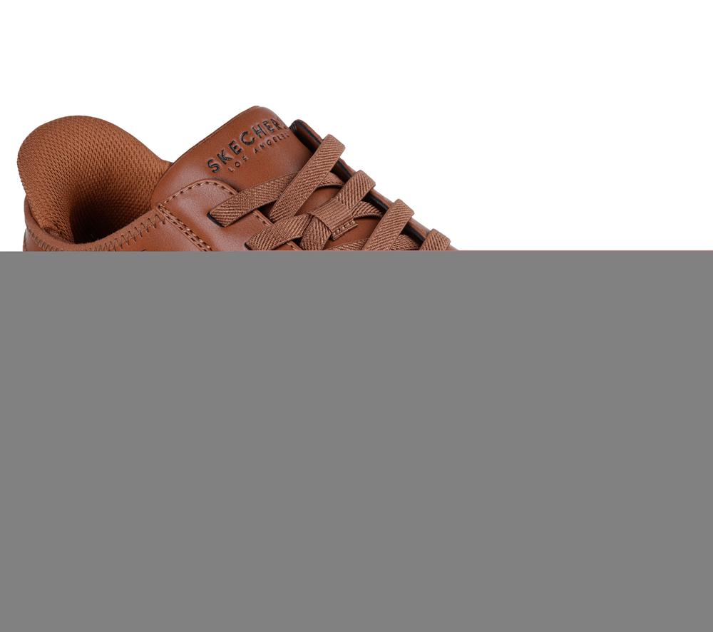 Men Skechers Slip-ins: Court Break - Double Vented Hands Free Slip Ins Cognac Brown  USA |  0165-PUIEL