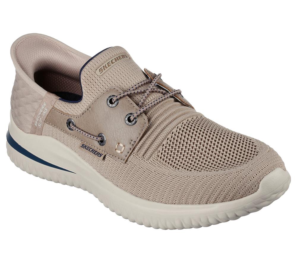 Men Skechers Slip-ins: Delson 3.0 - Roth Hands Free Slip Ins Taupe Brown  USA |  7498-GTHKW