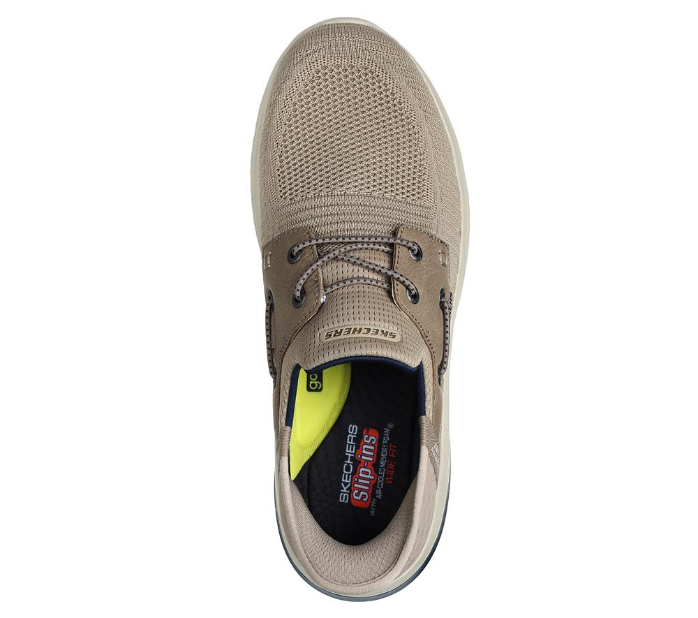 Men Skechers Slip-ins: Delson 3.0 - Roth Slip On Shoes Taupe Brown  USA |  7921-GBFAJ