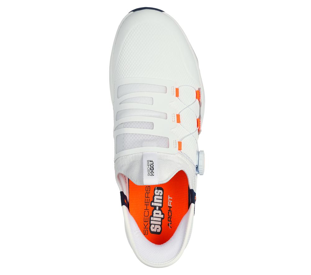 Men Skechers Slip-ins: GO GOLF Elite Vortex Slip On Shoes White / Navy  USA |  3065-WTOFX